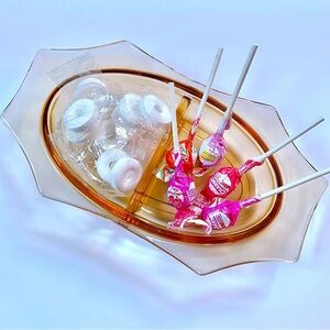 Vintage Amber Glass Divided Mid-Century Candy Dish